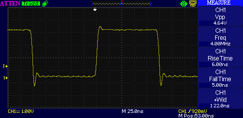 Atten ADS1102CML measuring 4MHz signal with ringing